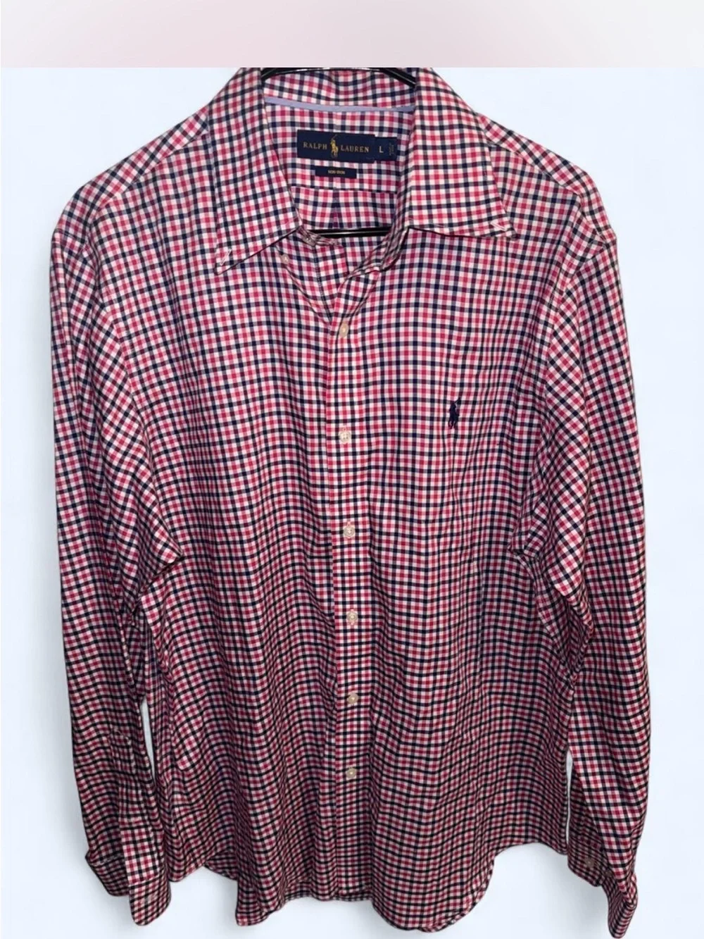 Ralph Lauren Red and Navy Check Button-Down Shirt